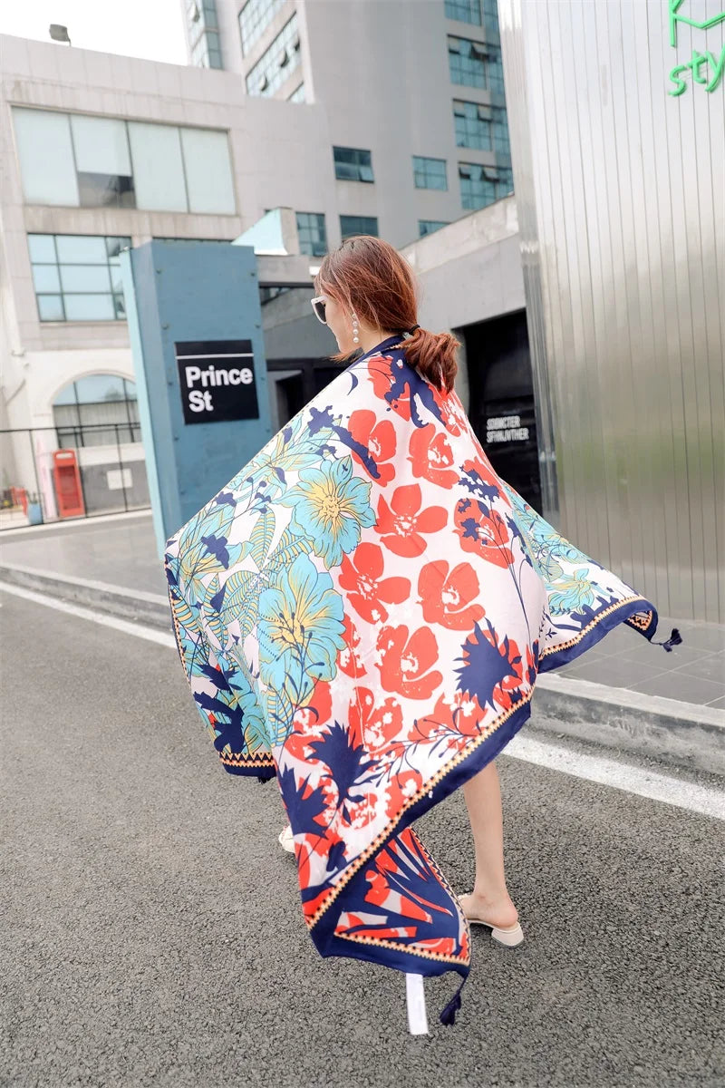 Fashions 90x180cm Twill Cotton Pareo Beach Cover-Ups Women Large Beach Dress Bikini Bathing Swimwear Cover Up Sarong Wrap Scarf