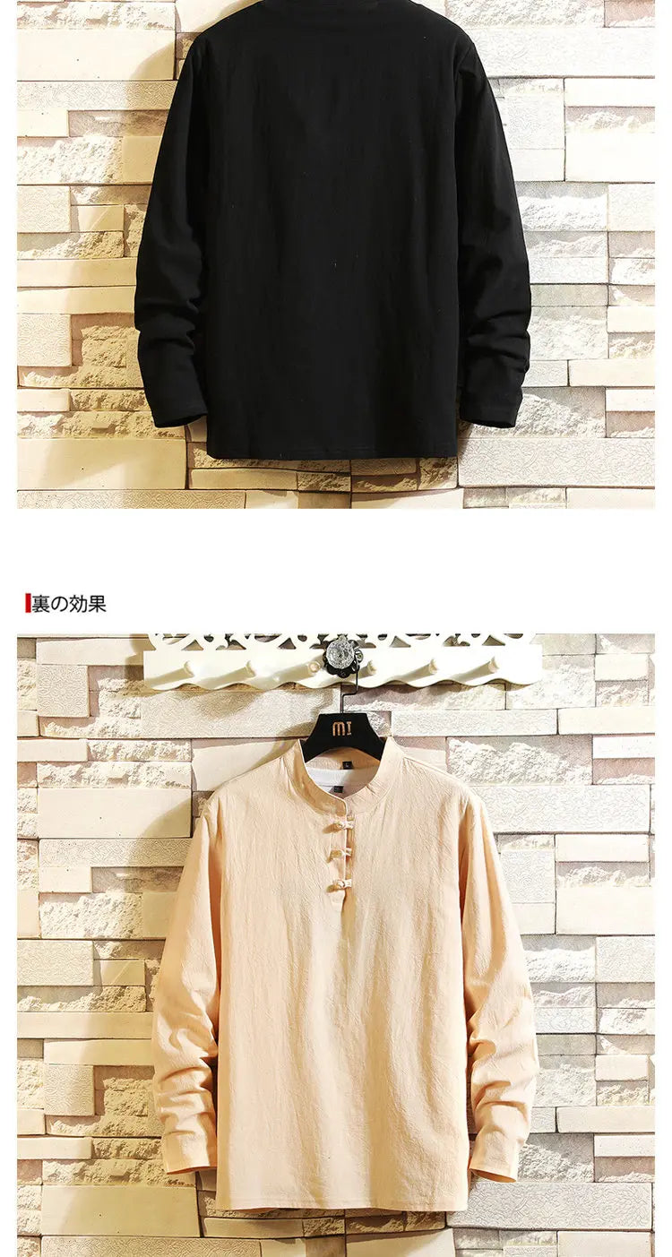 (Shirt + trousers) 2026 autumn fashion men shirt spring Man Cotton and linen shirts long sleeve men's casual shirts men M to 5XL