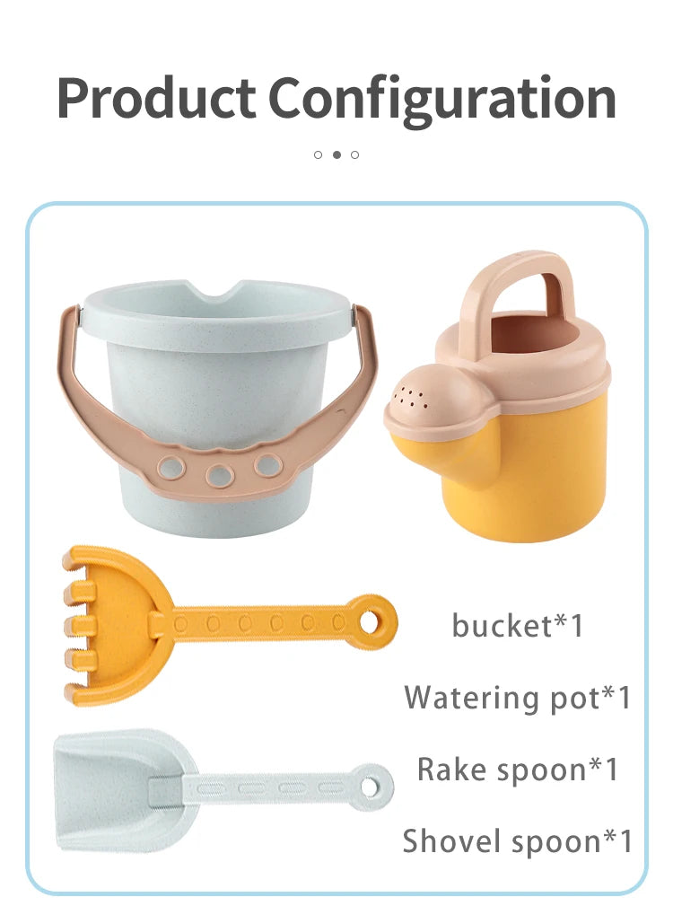 Children's beach toy straw beach bucket set can be loaded with sand digging tools to water flowers outdoor wheat straw toys.