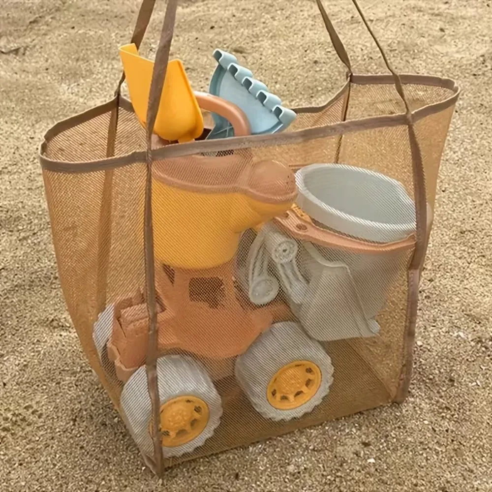 Mesh Tote Bag for Beach Swimming Storage Organizer Summer Foldable Beach Bag Toy Storage Clothes Organizer Bathroom Packaging