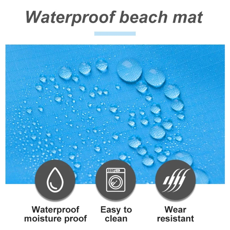 2x2.1m Waterproof Pocket Beach Blanket Folding Camping Mat Mattress Portable Lightweight Mat Outdoor Picnic Mat Sand Beach Mat