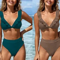 boxer shorts mesh three-piece women's swimsuit neck lace-up bikini set