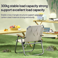 Portable Camping Chair Picnic Oxford Cloth Chair Beach Fishing Chair Outdoor Folding Beach Chair with Non-slip Mat Aluminum Blac