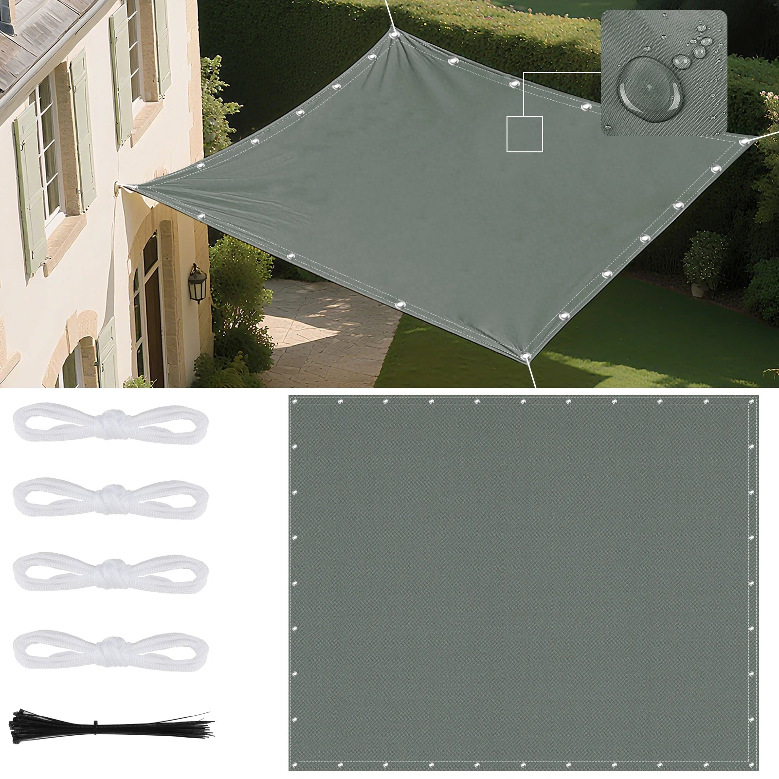 5x4m 4x3m 3x3m 3x2m Waterproof Tarp Tent Large Camping Awning Sun Shade Shelter Garden Patio Canopy Outdoor Beach Shade Hiking ﻿