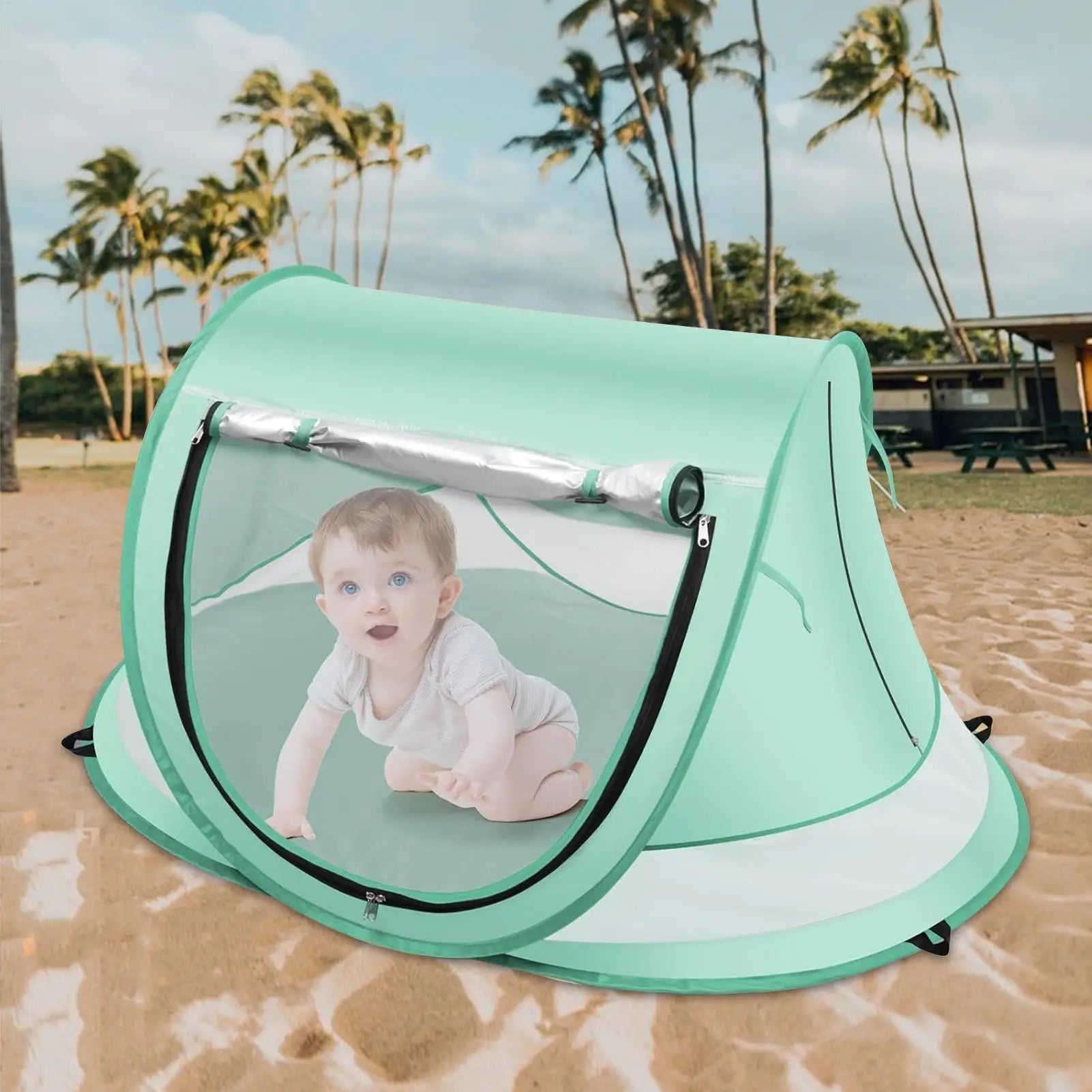 Toddler Beach Tent Outdoor Baby Shade UV Resistant Folding Baby Pop-Up Dome Tent For Vacation Camping Pool Beach Travel Backyard