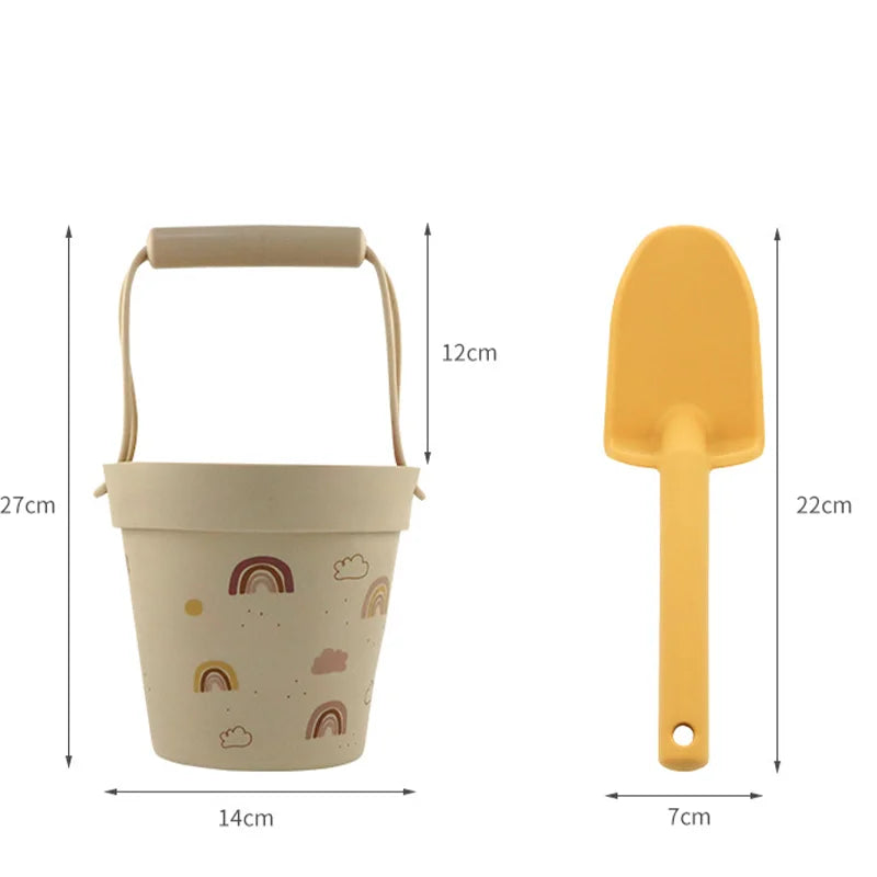 Summer Outdoor Parent Child Interactive Toy Silicone Beach Bucket Set  Baby Sand Digging And Water Play Tools