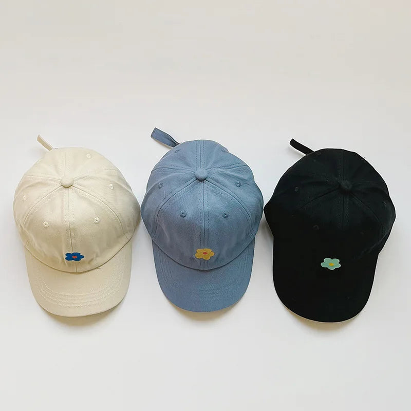 Lovely Flower Children Baseball Cap Solid Color Kids Duck Tongue Hat 3-5 Years Boy Girl Baby Outdoor Sun Visor Cotton Peaked Hat