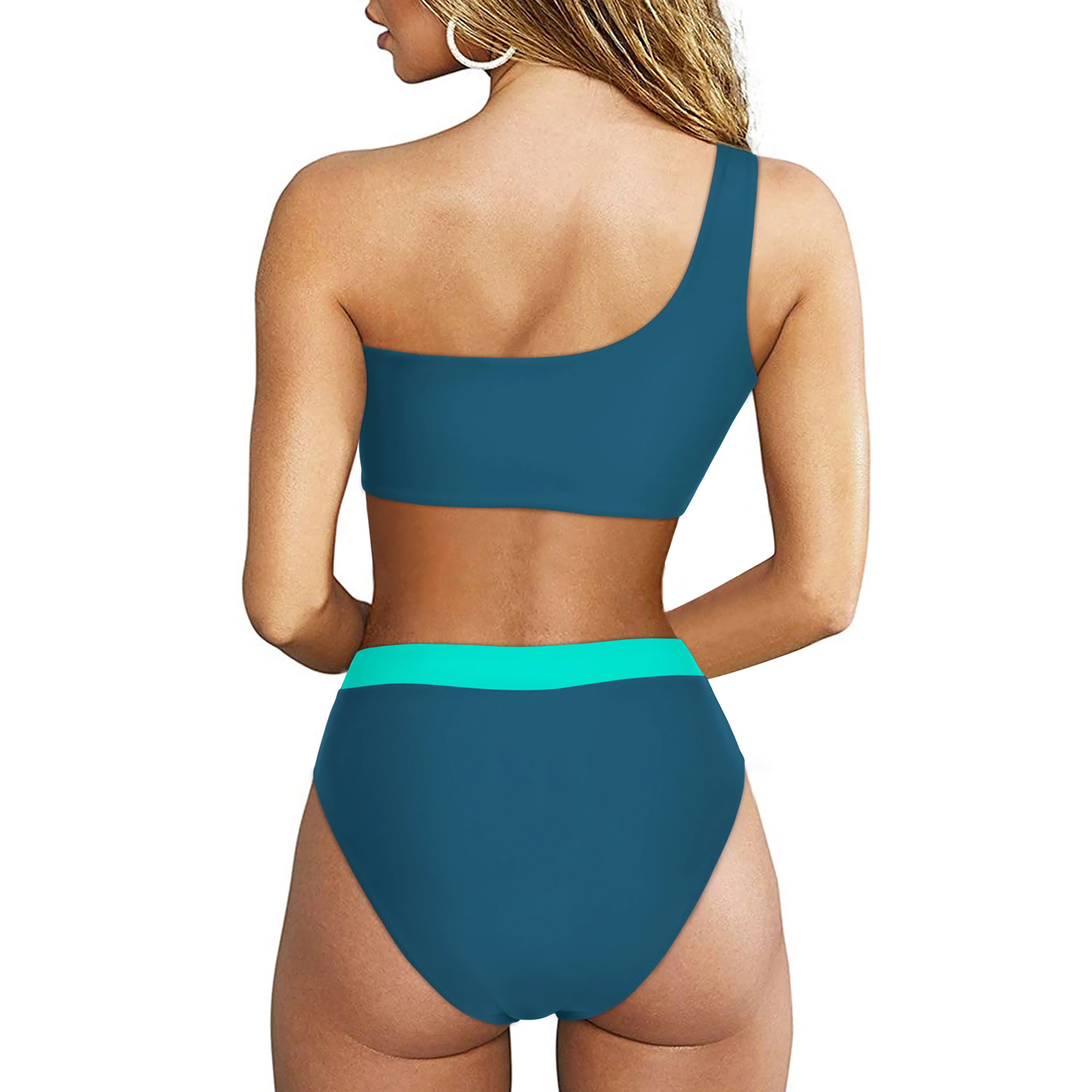 Women  2 Piece Bikini Sets Solid Color Padded High Waisted Bikini  Summer Beachwear Swimming Bathing Suits Bikini Set Femme