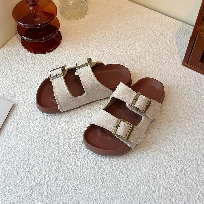 New Trend Girls Open-toe Slippers Summer Children's Causal Slip-on Shoes Fashion Kids Simple Boys Beach Flat Slippers Non-slip