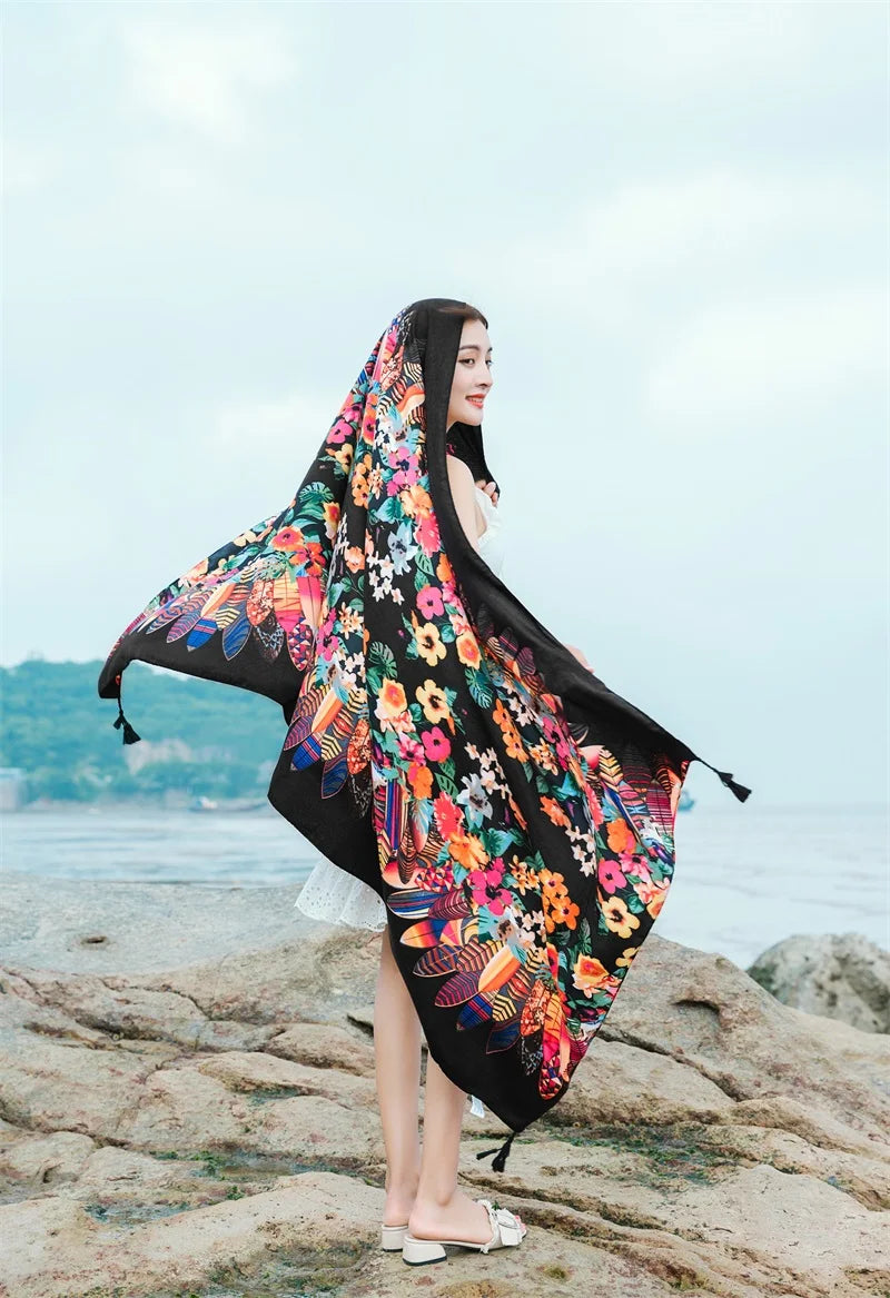 20 Styles 90x180cm Cotton Linen Summer Beach Dress Bikini Cover-ups Sarong Wrap Scarf Women Brazilian Swimsuit Bathing Cover Up