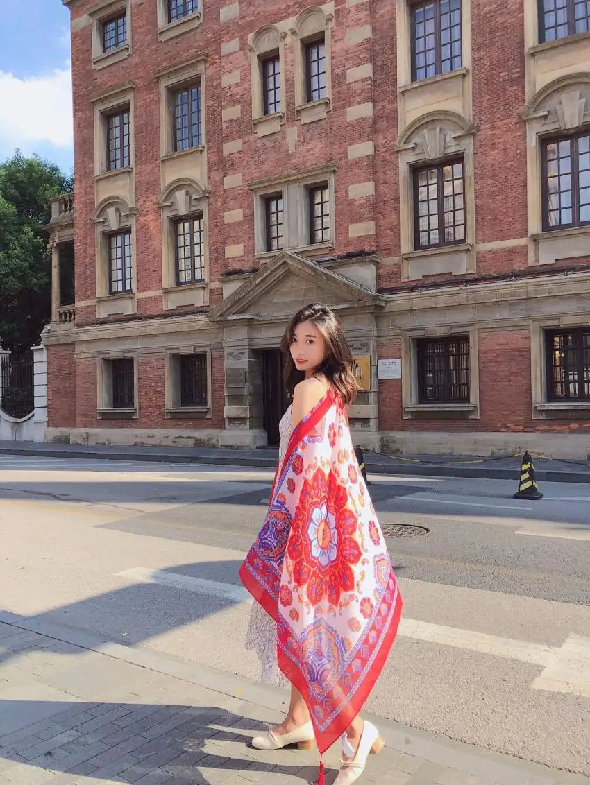 Fashions 90x180cm Twill Cotton Pareo Beach Cover-Ups Women Large Beach Dress Bikini Bathing Swimwear Cover Up Sarong Wrap Scarf