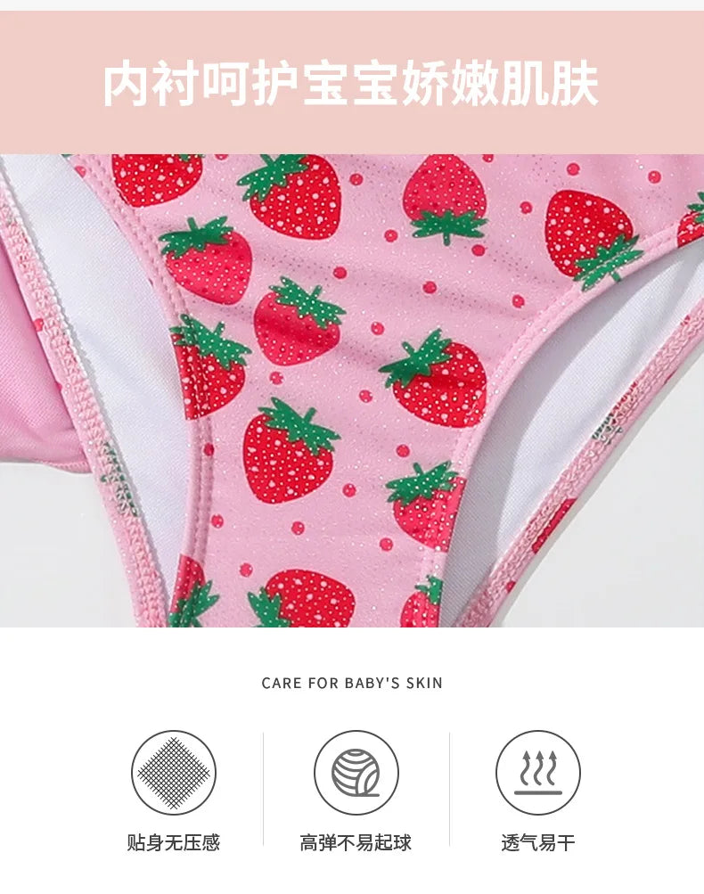 Girls Swimsuit 3 Pieces Swimwear for Kids Summer 2026 Children Bathsuits Beach Cover-Ups Bikini Sets Teenager Clothing