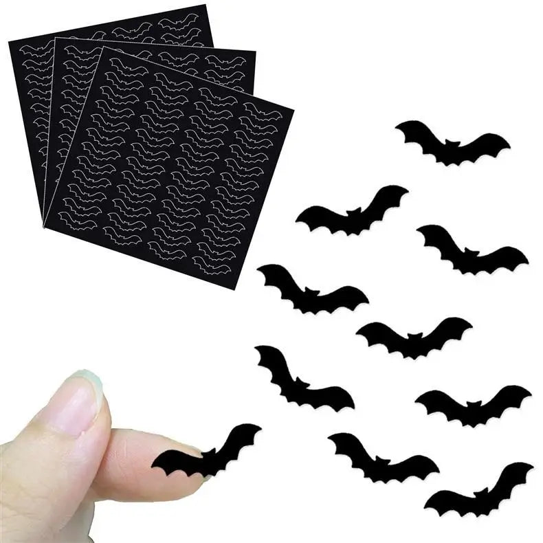 10 Sheets 480pcs Mini Halloween Bat Stickers Black Cute Kawaii Halloween Sticker DIY Cup Stationery Sticker Home Halloween Decor