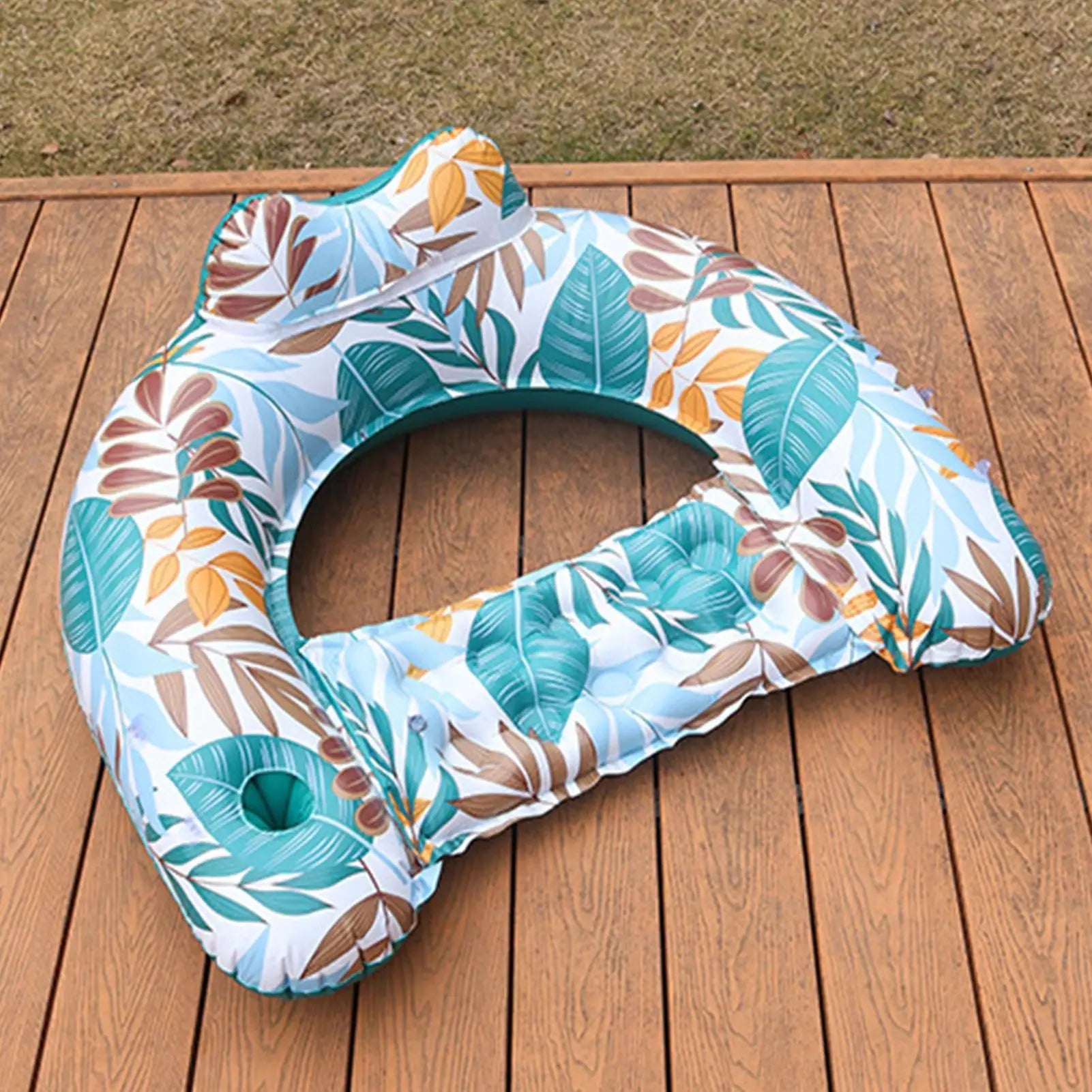 Inflatable Pool Float with Canopy Floating Lounge Chair Ergonomic Headrest Water Hammock for Summer Beach Vacation Relaxation
