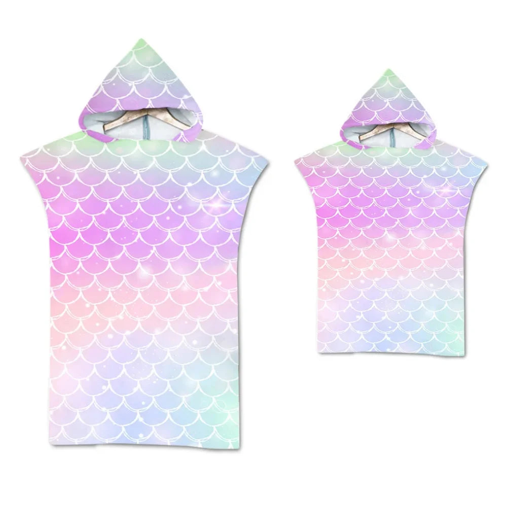 Adult Kids Beach Towel Quick Dry Hooded Cloak Children Women Large Bath Towels Sand Free Poncho Bathrobe For Summer Swim Surf
