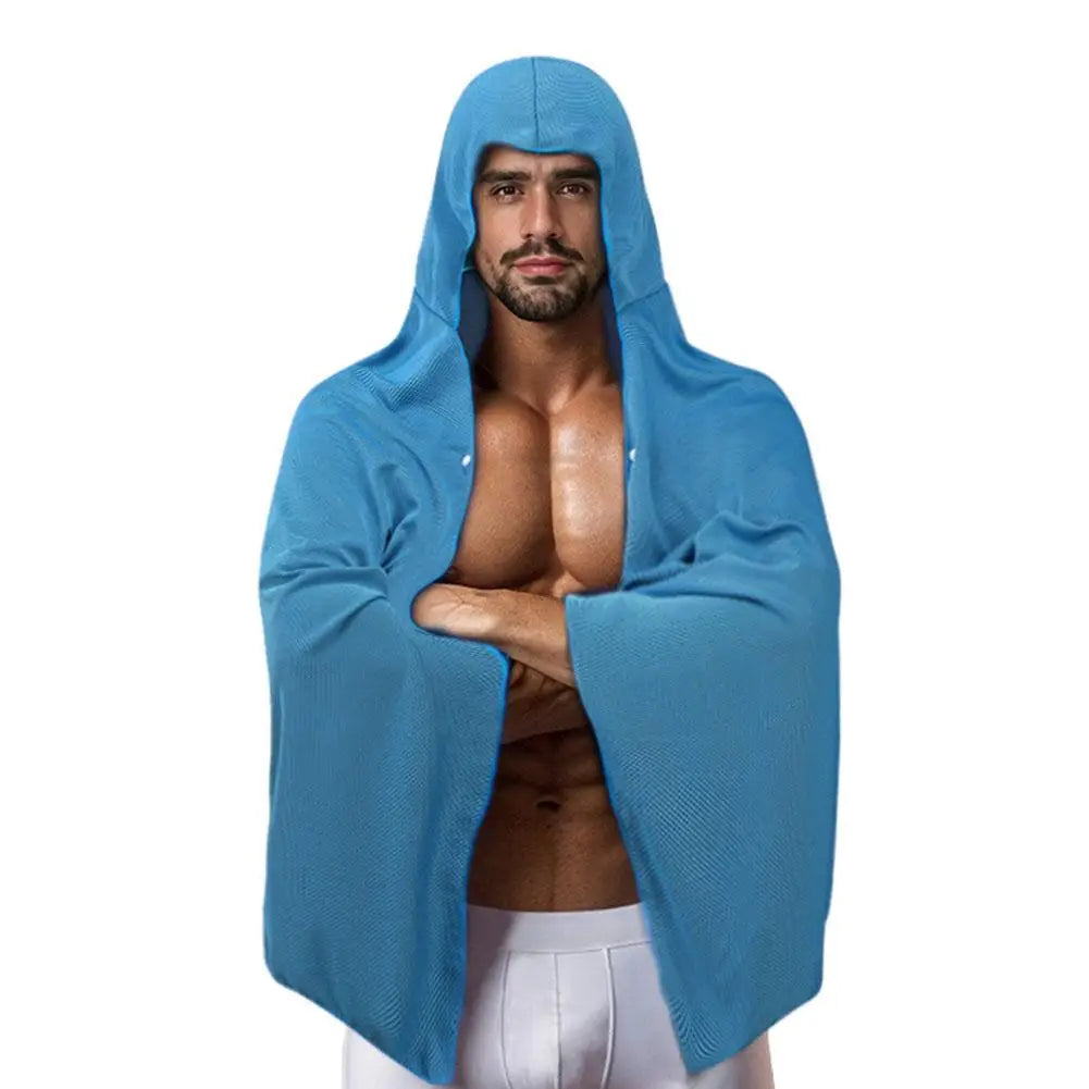 Cooling Hooded Towel Poncho UV Protection Sun Shield for Swimming Beach Pool Outdoor Sports Wipe Sweating Towel