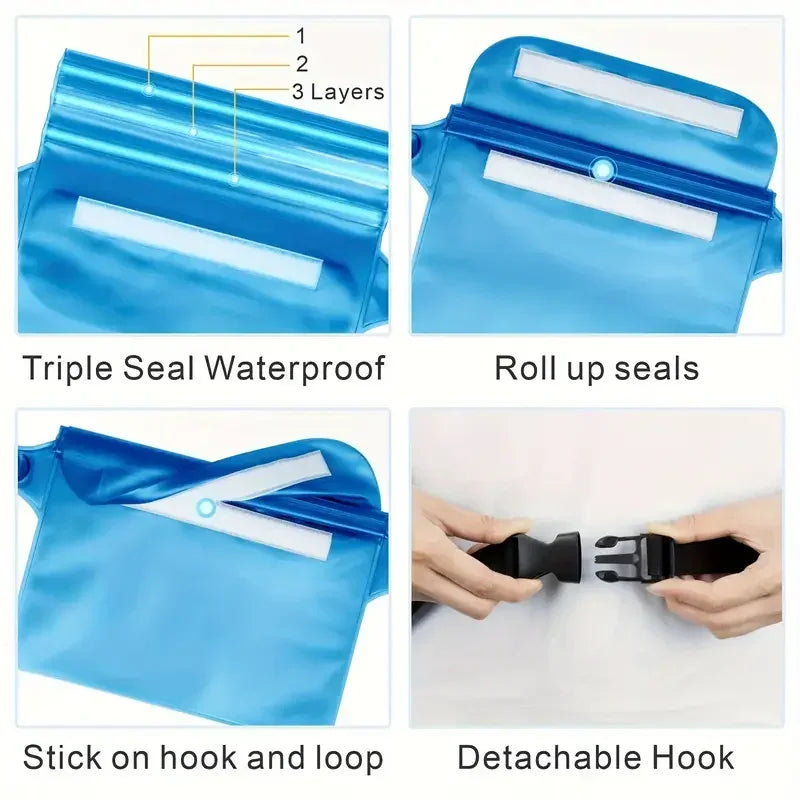 HAISSKY 1pcs Mobile Phone Waterproof Pouch For iPhone 17 16 15 14 Pro Max Air Plus Outdoor Swimming Drift Diving Waist Pack