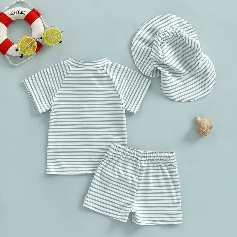 Baby Toddler Boys Swimsuit Infant Girl Swimsuits 6 12 18 24M 2T 3T 4T Bathing Suit Swimwear 3Pcs Set Rash Guard Hat