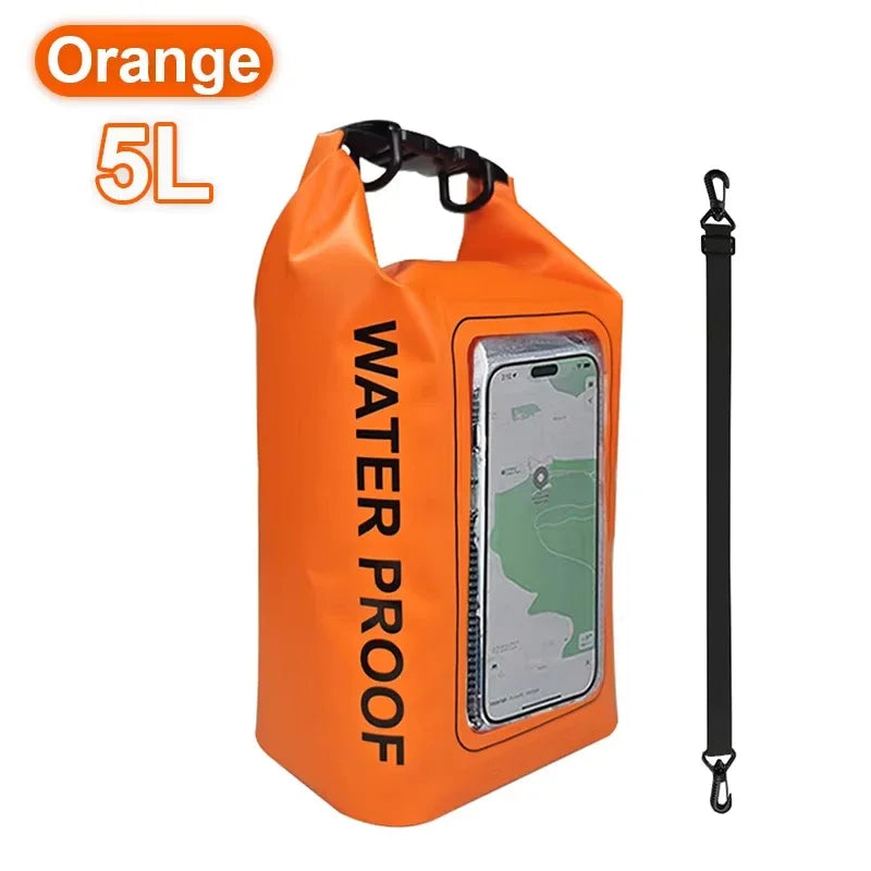 2L/5L Waterproof Dry Bag Touch Screen Swimming Waterproof PVC Bag Rafting Floating Outdoor Sport Bag Surfboard Kayak Storage Bag
