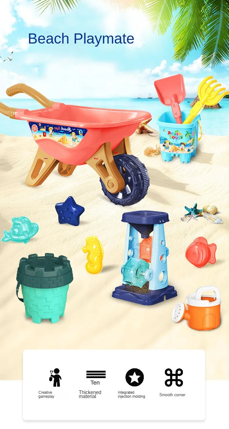 Beach Sand Play Tool Set Sand Bucket Sieve Funnel Sand Shovel Sand Wagon Watering Can Summer Outdoor Toys