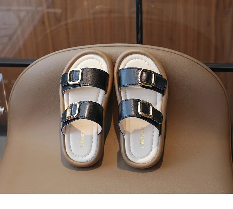 New Summer Slippers Boy Fashion Thick Bottom Flip Flops for Children Cut-outs Girls Beach Shoes