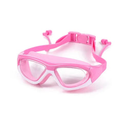 High-definition Children's Waterproof And Anti Fog Swimming Large Frame Glasses, Convenient Goggles Silicone Connected Earplugs