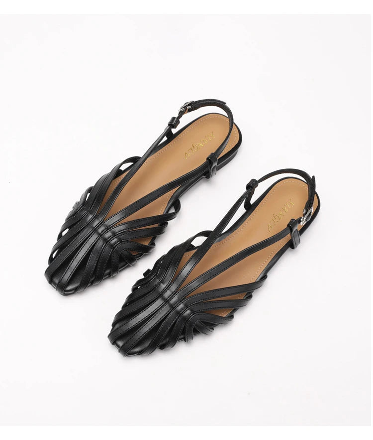 ZAROY Narrow Band Women Flat Sandals Large Size Designer Brand Banquet Wedding Shoes Summer Hollow Beach Gladiator Sandalias
