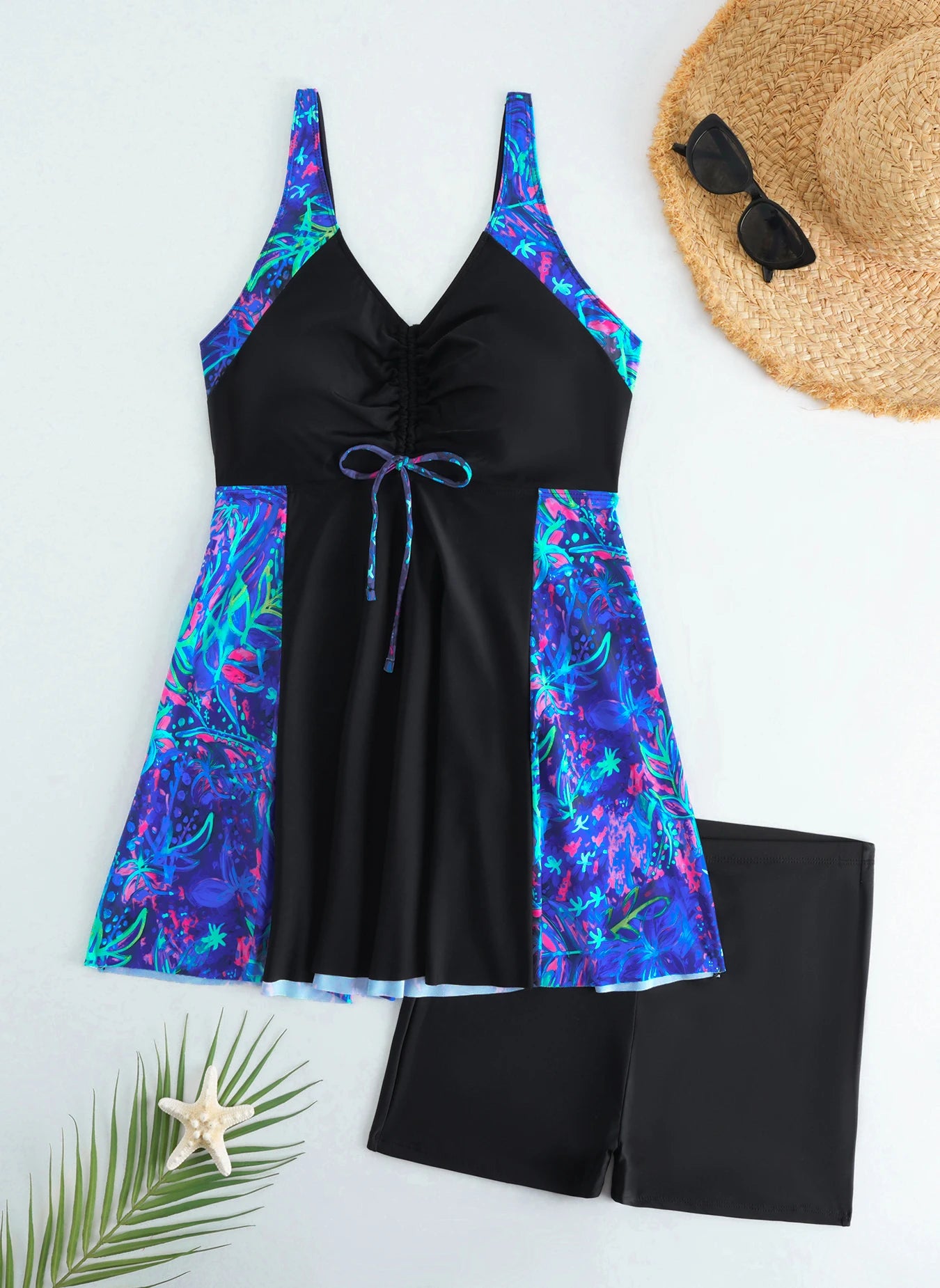 Swimsuit Women Leopard Large Plus Size Tankini 2 Pieces Swimwear Female Bathers Bathing Swimming Swim Suit Beach Dress 5XL