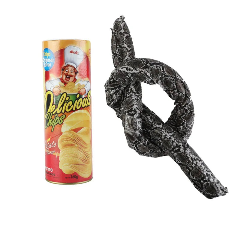 The Potato Chip Snake Can Jump Stage Magic Tricks Spring Snake Toy April Fool Day Halloween Party Jokes in A Can Gag Gift Prank