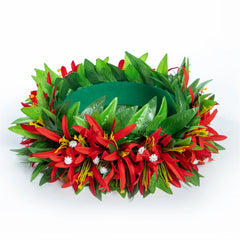 Artificial Maile Leaf Spider Lily Flowers Tropical Haku Head Lei Po'o Hawaii Crown Handcrafted Gifts Hula Dancing Performace