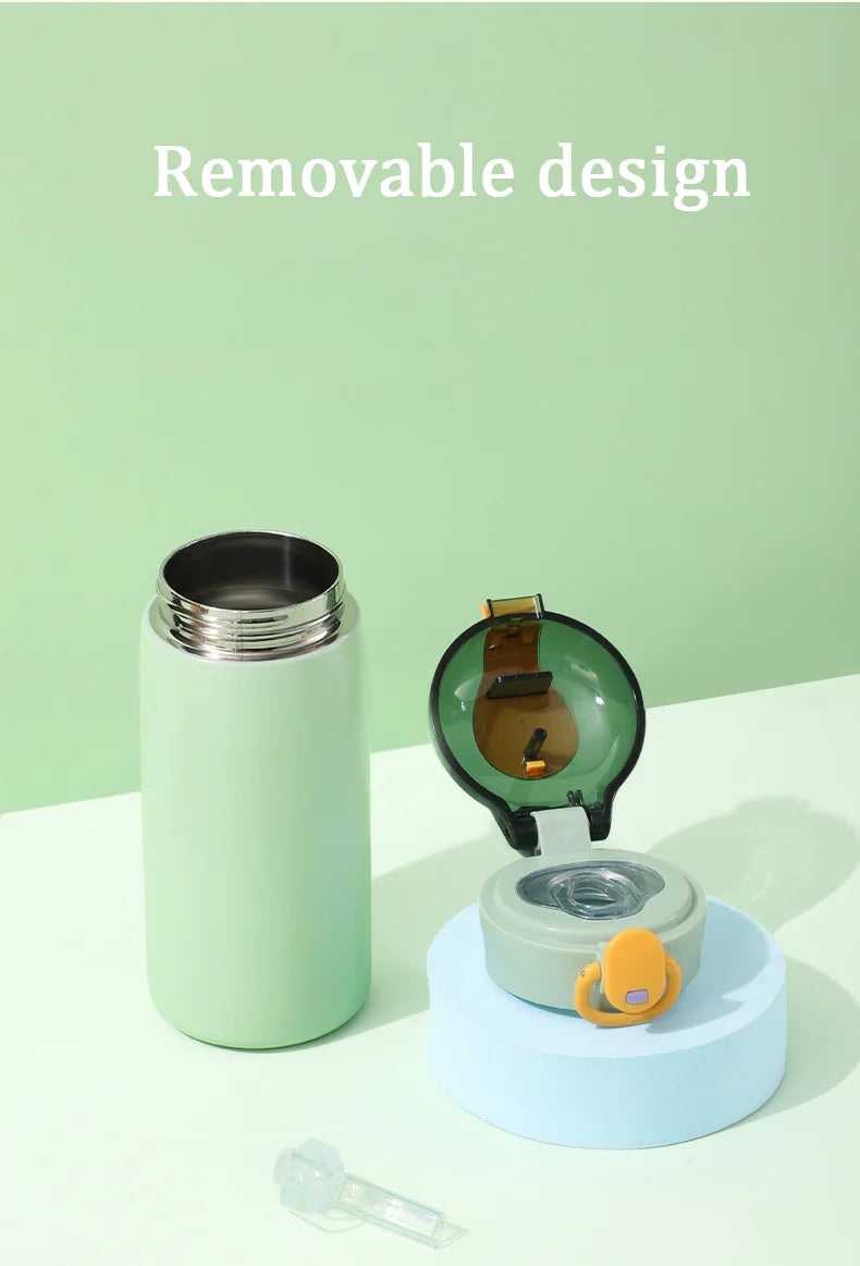 320/460ML Kids Stainless Steel Thermal Bottle Portable Kids Straw Mug Cold and Hot Thermal Thermos Student Water Bottle