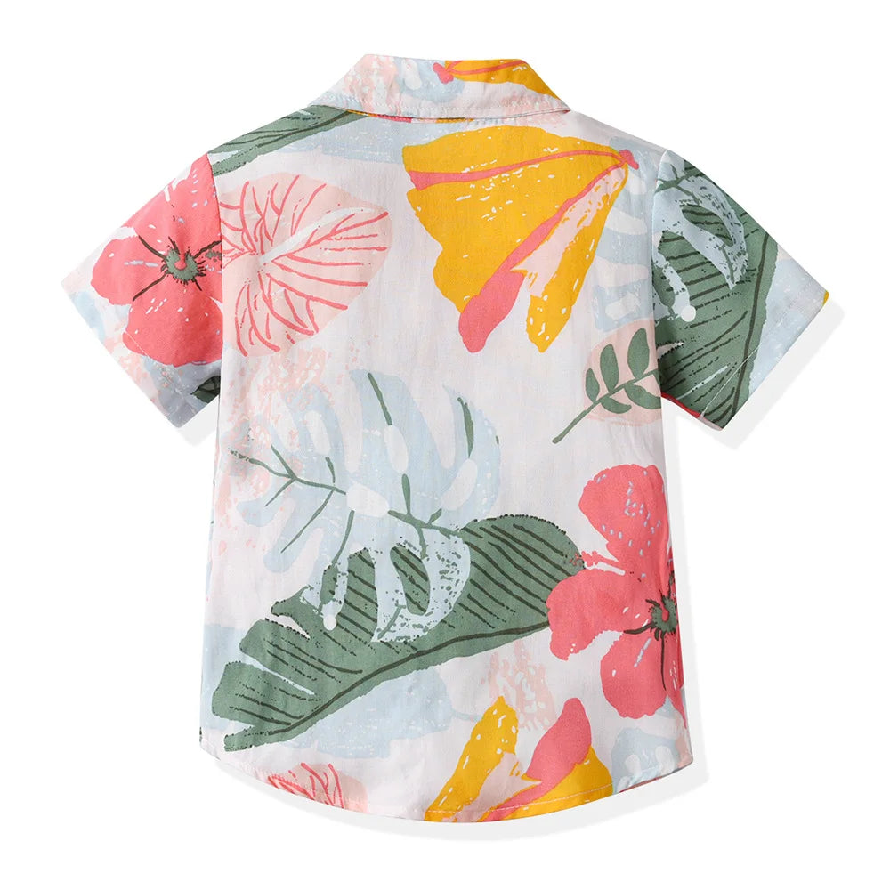 Seaside Holiday Dad-son Matching Summer Shirt Beach Style Short-sleeved Flower Shirt Family Matching Shirts Dad and Son Shirts