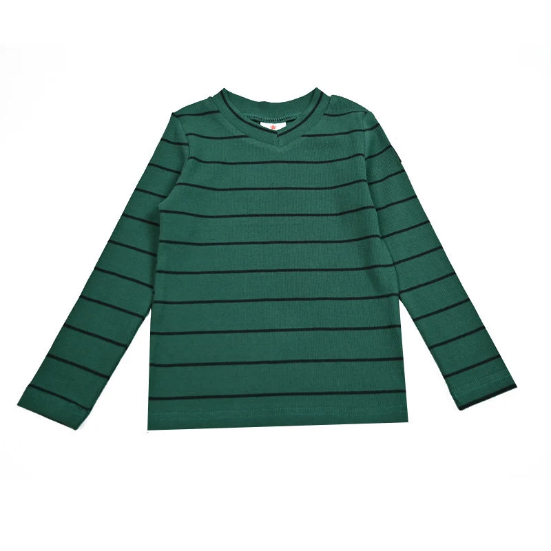 AA-Velour and Striped Layered Set Kids Clothes Sibling Matching Girl Dress Boys Top Baby Romper V Neck Children Family Matching