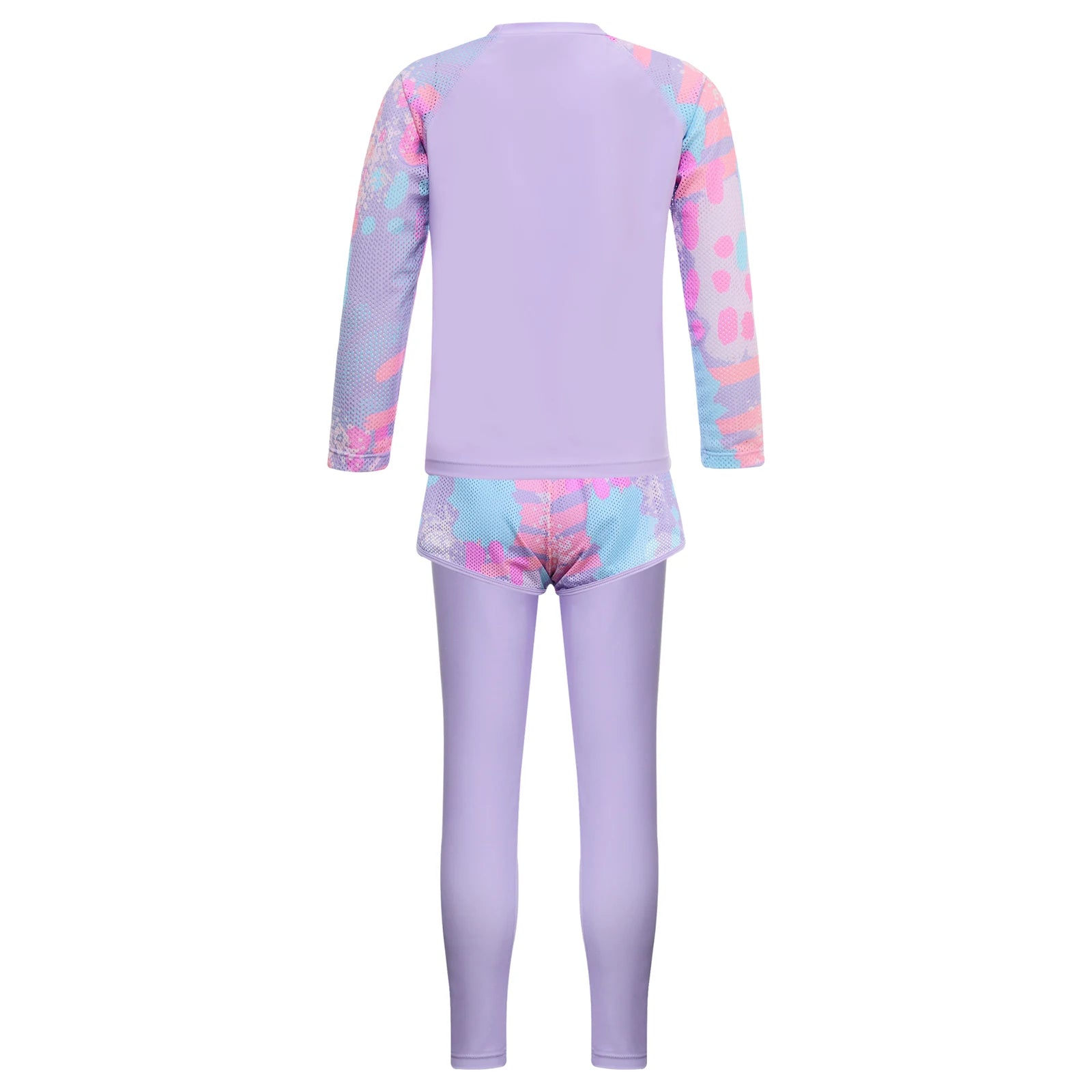 Kids Girls Swimsuit Rash Guard 3Pcs Sunsuit Outfit Long Sleeve Floral Tops Shorts Legging Child Sun Protection Pool Swimwear Set