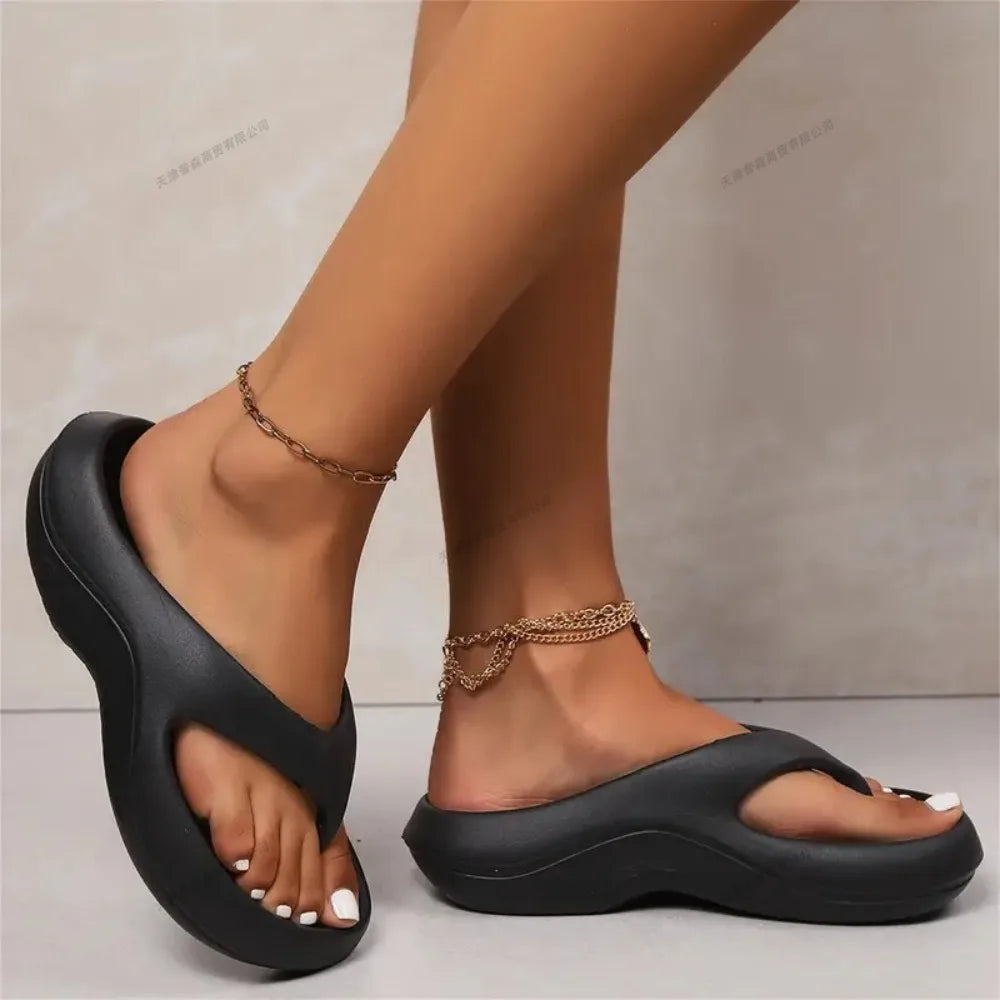 Women Stylish EVA Flip-Flops Comfortable Soft Anti-Slip Anti-Odor Fashionable Versatile for Beach Summer Casual Wear Beach Shoes