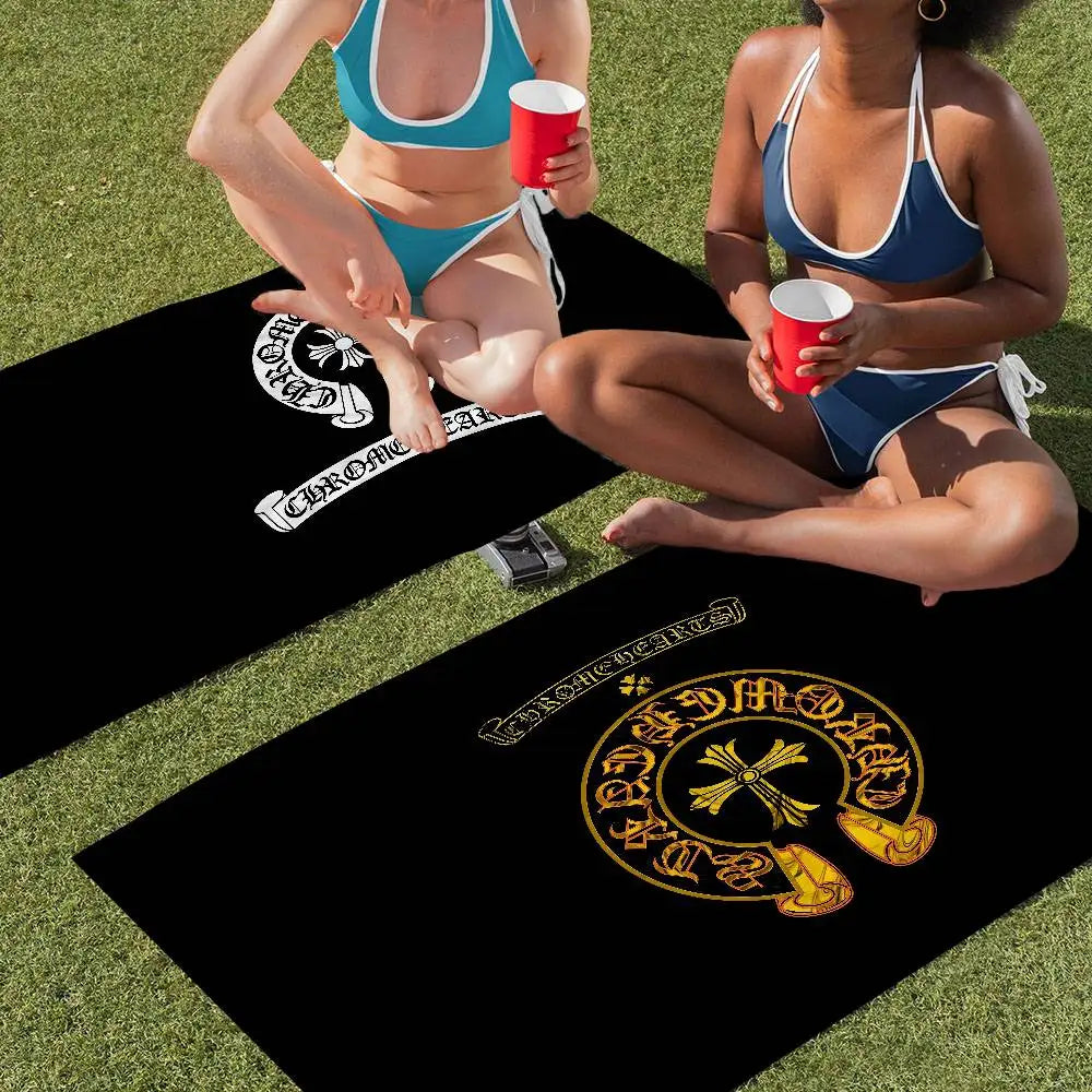 Classic C-Chrome H-Hearts Microfiber Beach Towel Absorbent Quick Dry Soft Yoga Swimming Resort Mountain Climbing Towel