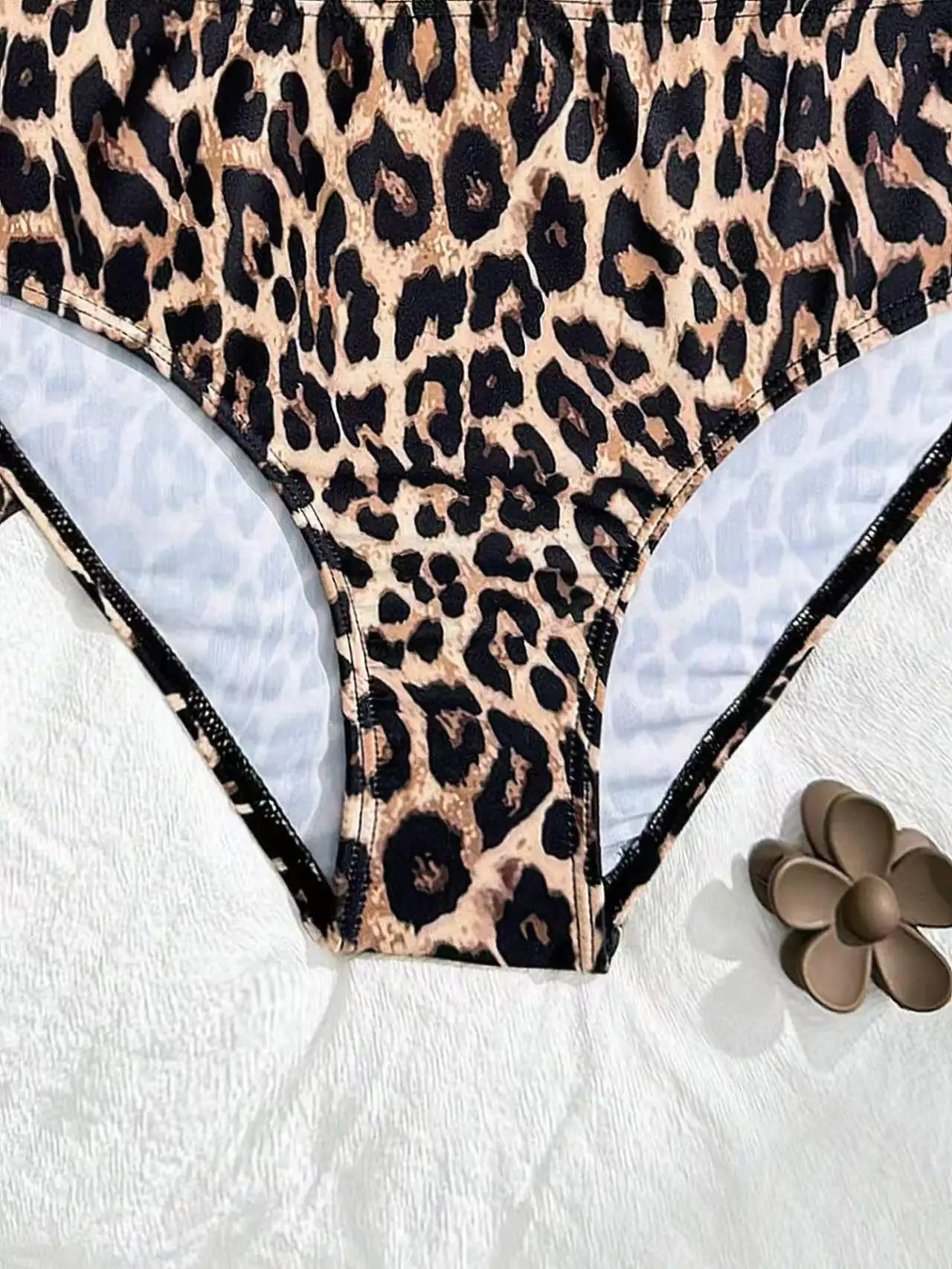 2026 Leopard Girls Swimsuit 3 Pieces Halter Triangle Bikinis Kids Swimwear Female Children's Bathing Swimming Swim Suit 8Y-12Y