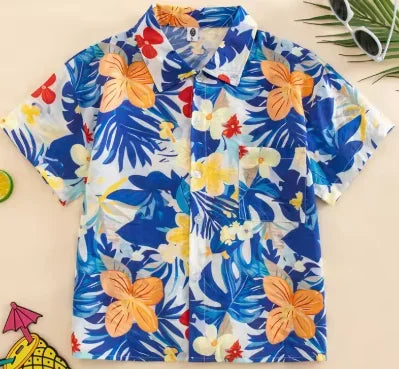 Vacation Family Matching Clothes Sets Mom Daughter Shirts Skirt Casual Dad Son Tops Shorts Resort Parent Child Two Piece Outfit
