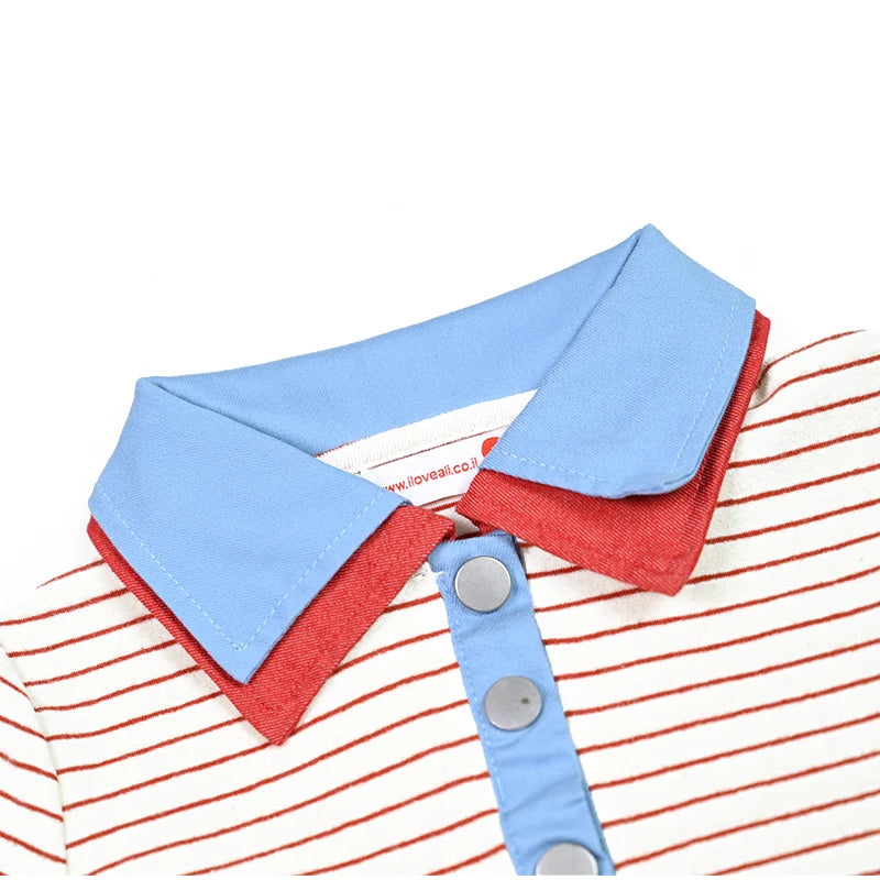 Kids Family Sibling Matching Pinstripe Clothes Set Girls Teenage Dresses Boys Shirt Baby Rompers Garment Washed Children Clothes