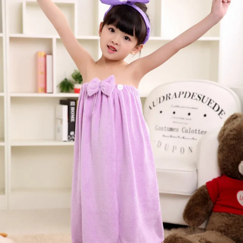Kids' bath towel Bathrobe Super soft kids' bath skirt Super absorbent shower towel Bathrobe Beach swimming towel