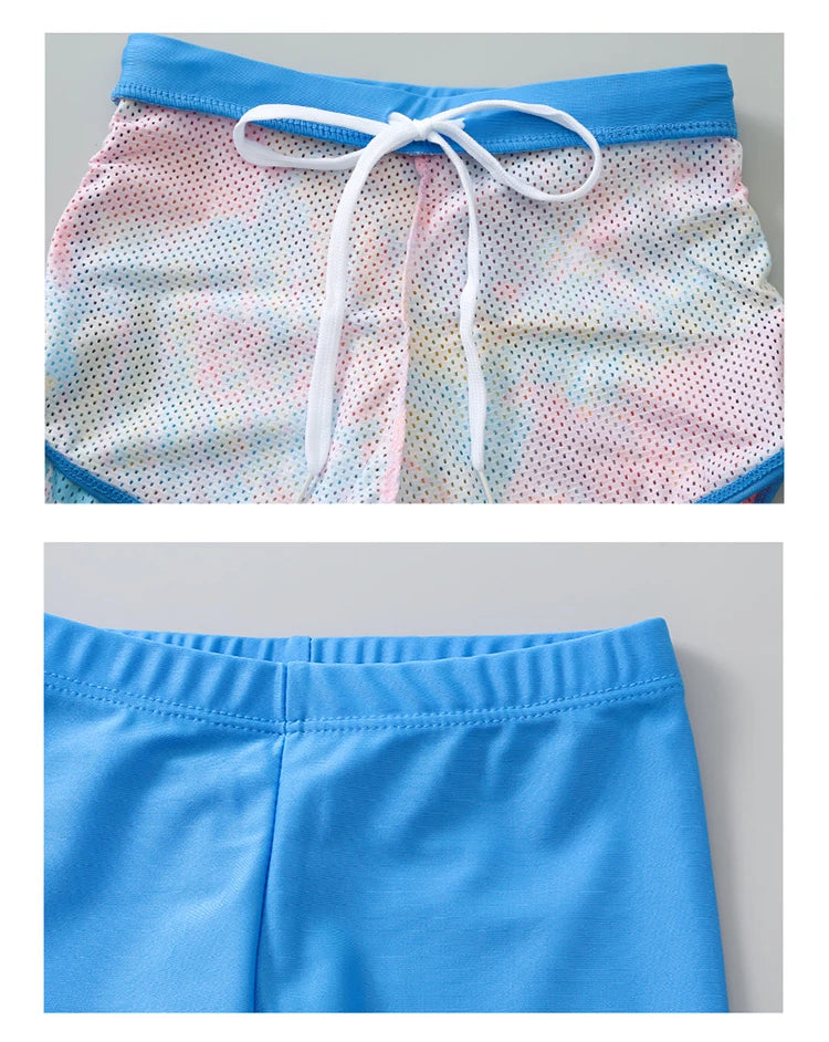 Korean Style Children's Swimming Suit Separate Quick Dry Sun Protection Baby Girl Boy Swimming Costume Set for Toddlers And Kids