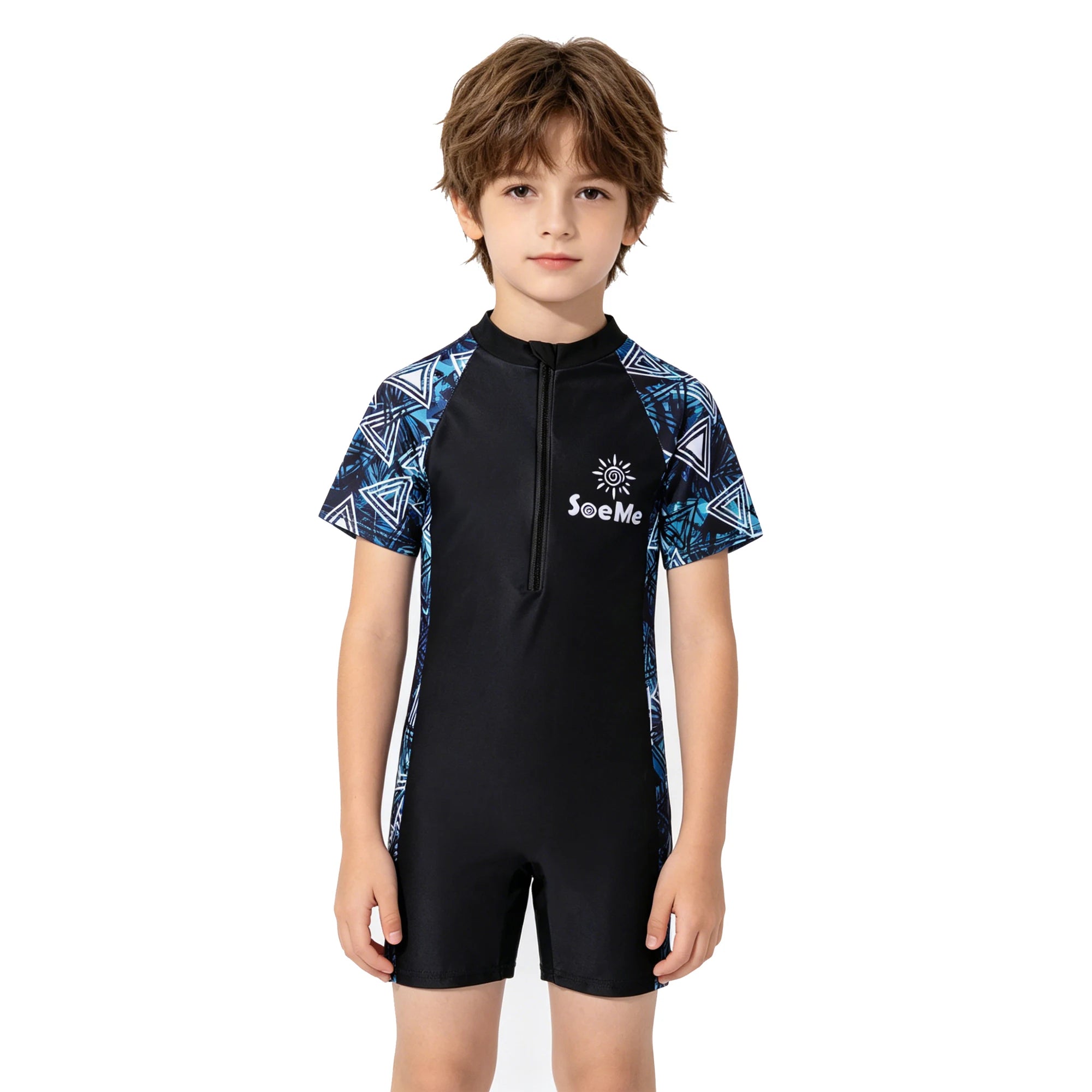 Girls Pink Sporty Striped One Piece Swimwear Summer Short Sleeve Zipper Rash Guard Kids Quick Dry Bathing Suit for Beach