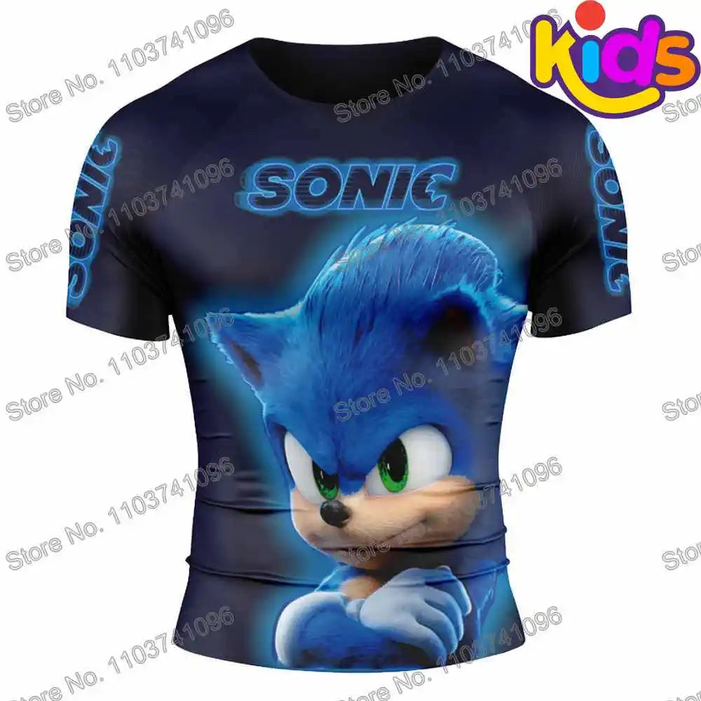 Kids Blue Surf Clothing BJJ MMA Boys Rash Guard Short Sleeve Diving T-Shirt Tight Swimwear Summer Beach Floatsuit Girls Tops