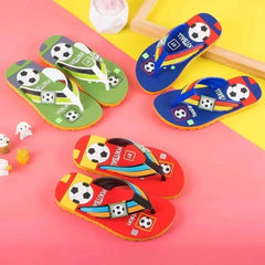 New Summer Baby Boys Girls Slippers Children PVC Cartoon Football Print Flops Flips Beachwear Outdoor Red Blue Green Kids Shoes