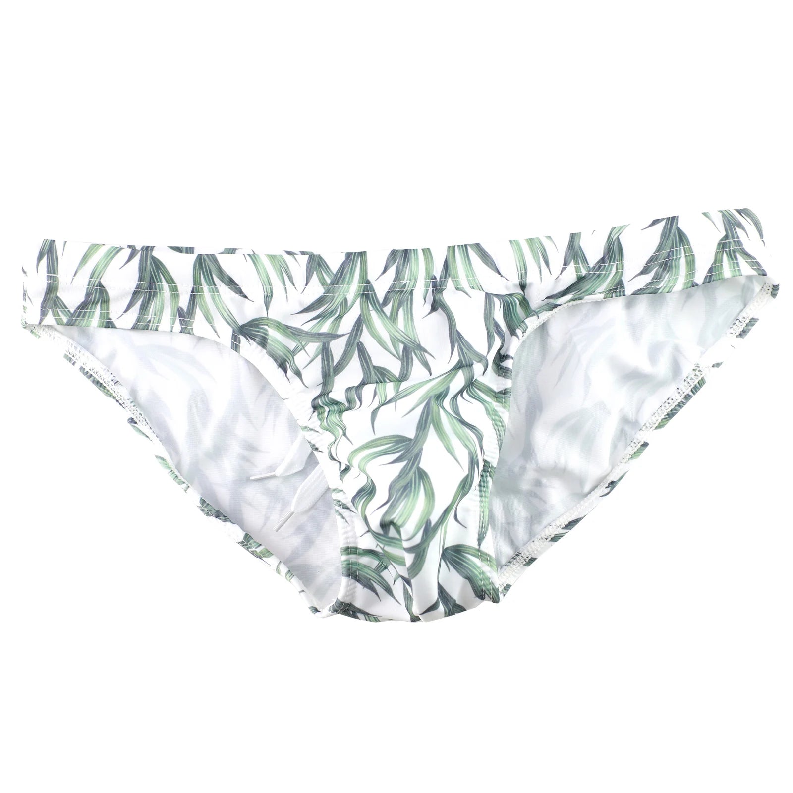 Mens Drawstring Swimming Briefs Quick-drying Print  Low Waist Swim Trunks Lace Up Beachwear Bathing Shorts Summer Bikini