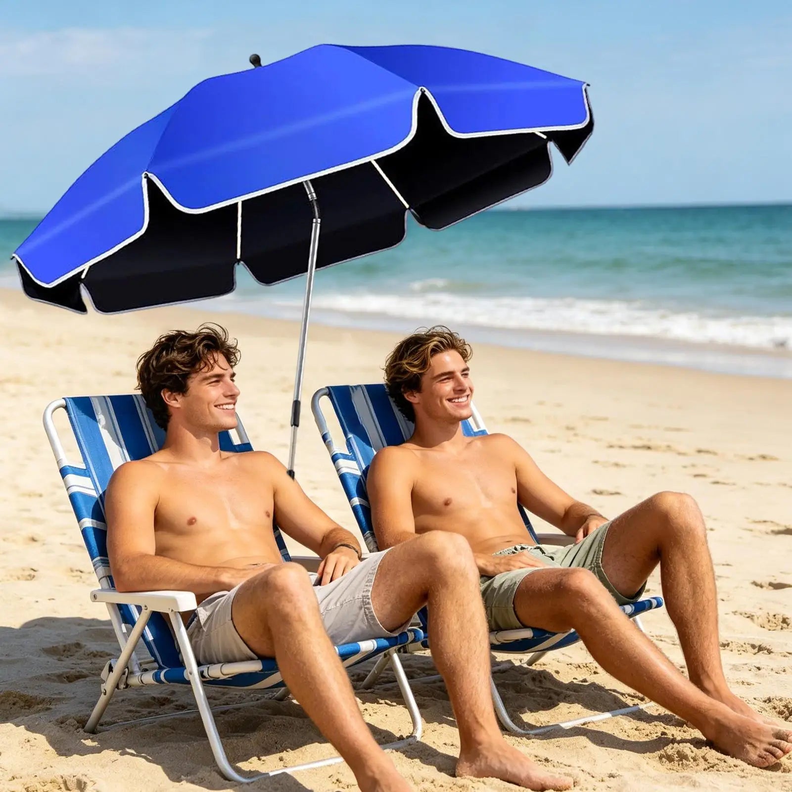 Waterproof Beach Chair Umbrella With Clamp 360 Rotation Fishing Umbrella 23-inch UV-protected Clip Camping Parasol Sun Umbrella