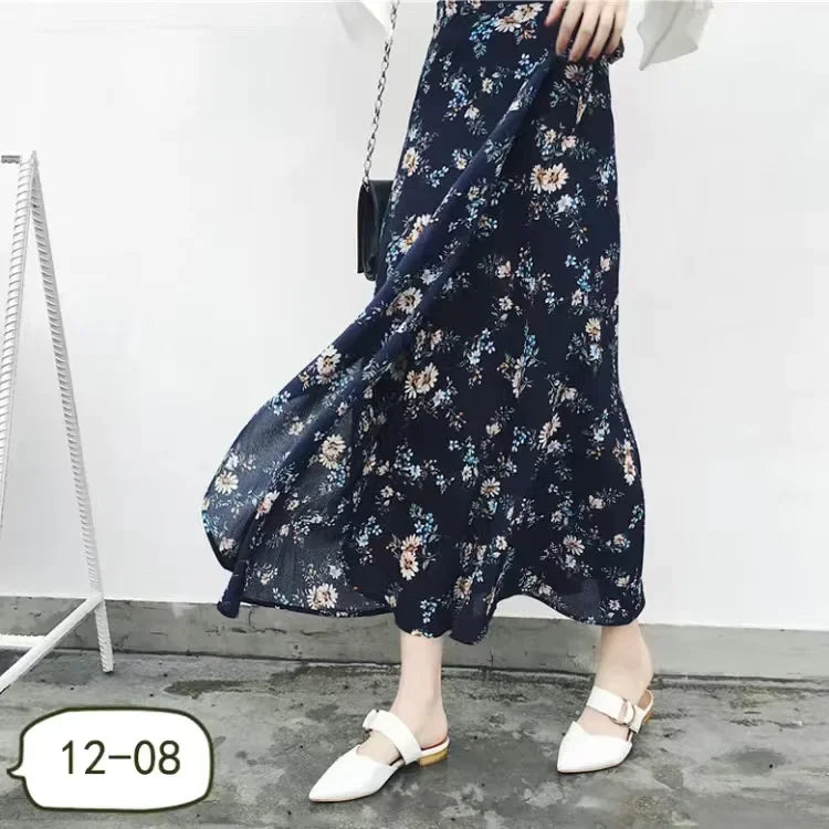 One Piece Split Print Lace Wrap Y2K Skirt Holiday Women High Waist Bodycon Skirt Irregular Beach Skirt