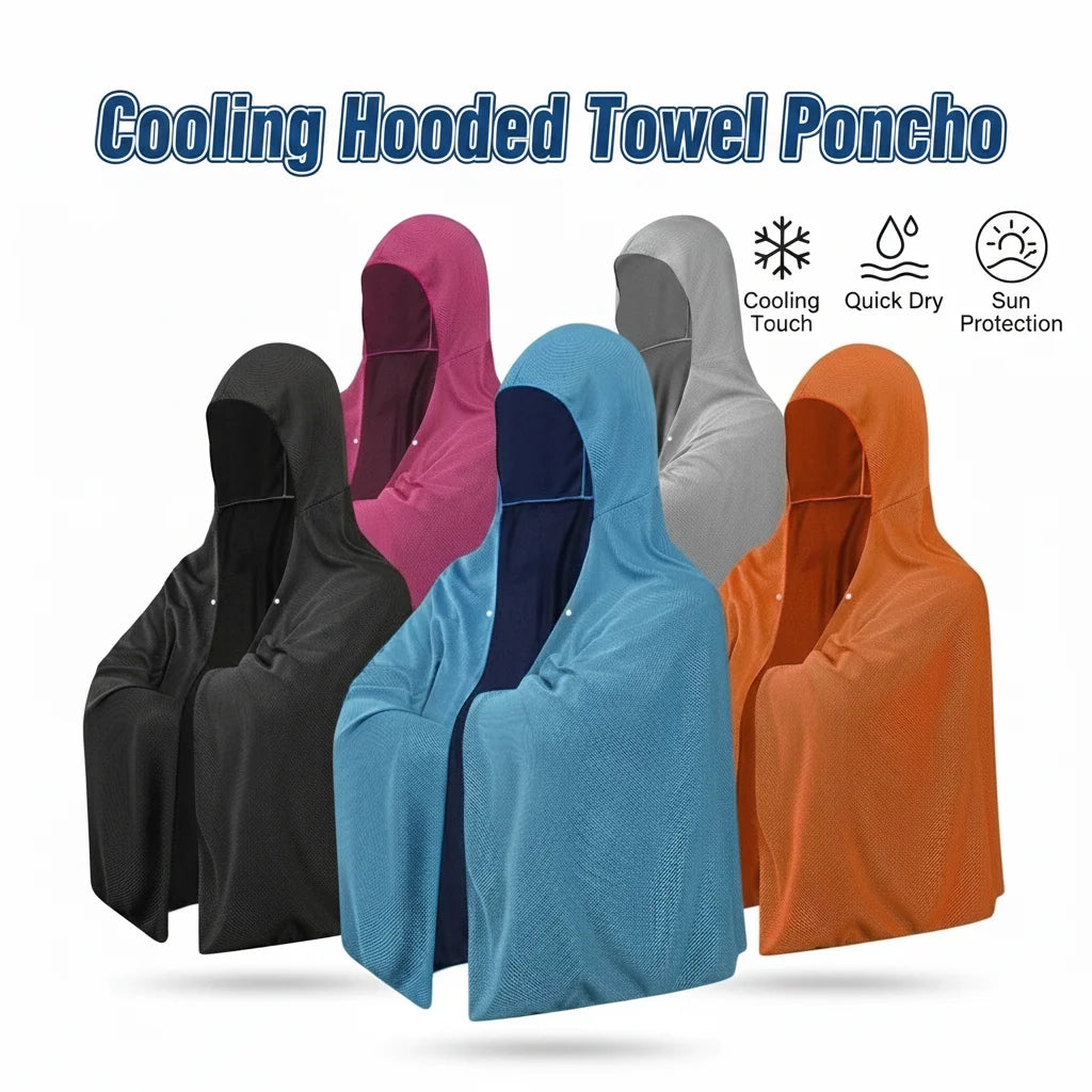Cooling Hooded Towel Poncho UV Protection Sun Shield for Swimming Beach Pool Outdoor Sports Wipe Sweating Towel