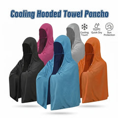 Cooling Hooded Towel Poncho UV Protection Sun Shield for Swimming Beach Pool Outdoor Sports Wipe Sweating Towel
