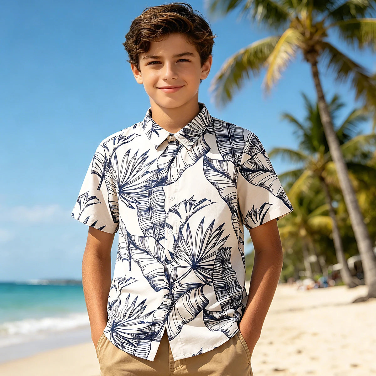 Boys Hawaiian Shirt Kids Summer Beach School Gift Casual Top Teenager Novelty Fashion Daily Holiday Birthday Tee